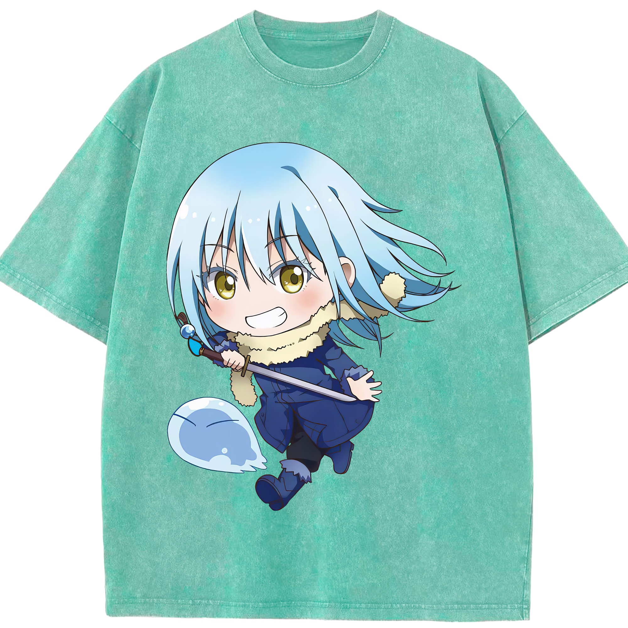 （画像用） 転スラ Regarding Reincarnated to Slime 綿100% ヴィンテージ風 半袖Tシャツ（フロントプリント）